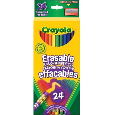 Pencils-Coloured Crayola Erasable 24/Pack - 67-2424