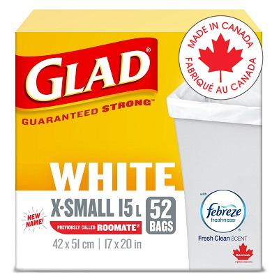 Bags-Garbage, Glad White X-Small 15L 17"X20" 52/Box - 67489-10299