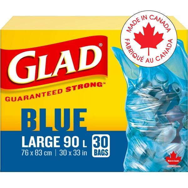 Bags-Recycling, Glad Easy-Tie, 90L 30"X33" Blue 30/Box - 67489-11578