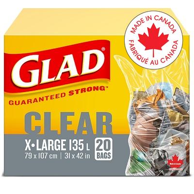 Bags-Garbage, Glad Clear Xl 135L 31"X42" 20/Box (30314) - 67489-11592
