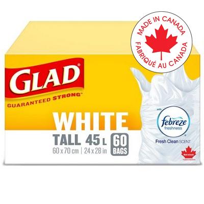 Bags-Garbage, Glad White Tall 45L 24"X28", 60/Box - 67489-30279