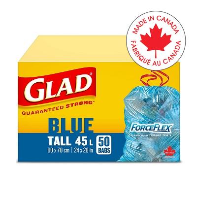Bags-Recycling, Glad, Forceflex 45L 24"X28" Blue 50/Box - 67489-30301