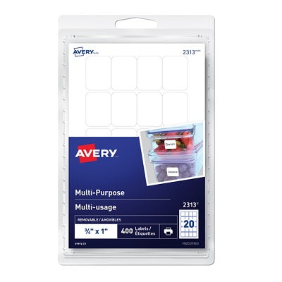 Labels-Multi-Use White Removable, 1"X3/4" 400/Pack - 67933-02313