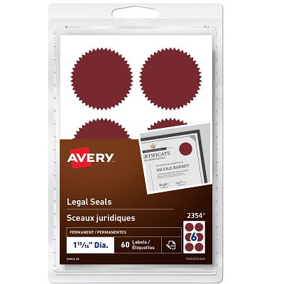 Seals-Legal, Red 1-15/16 Diameter 60/Pack - 67933-02354