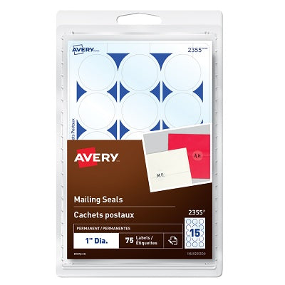 Seals-Mailing, 1" Diameter Clear 75/Pack - 67933-02355