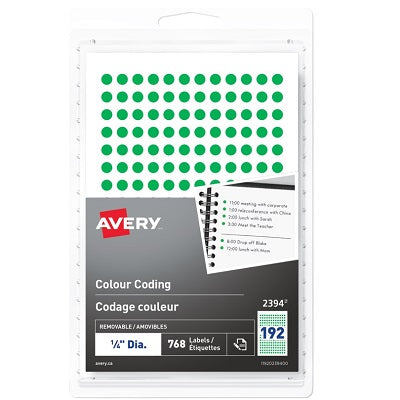 Labels-Colour Coding 1/4" Diameter, Green 768/Pk - 67933-02394