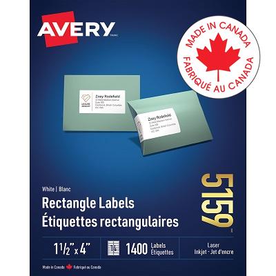 Labels-Rectangle White 1-1/2X4 1400/Box - 67933-05159
