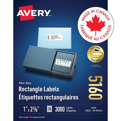 Labels-Rectangle Easy Peel White 1X2-5/8 3000/Box - 67933-05160