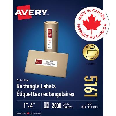 Labels-Rectangle Easy Peel White 1X4 2000/Box - 67933-05161