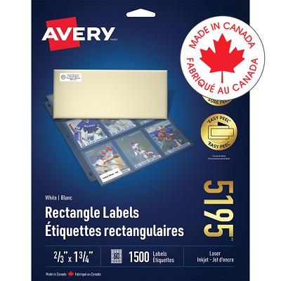 Labels-Rectangle Easy Peel White 2/3X1-3/4 1500/Pk - 67933-05195