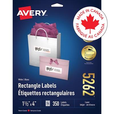 Labels-Rectangle Easy Peel White 1-1/3X4 350/Pk - 67933-05262