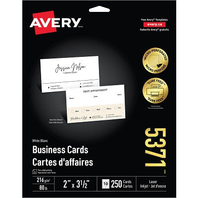 Business Cards-2X3-1/2 White Perforated 250/Pk - 67933-05371
