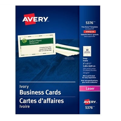 Business Cards-2X3-1/2 Ivory Perforated 250/Pk - 67933-05376