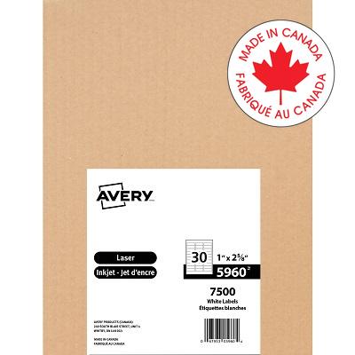 Labels-Rectangle Easy Peel White 1X2-5/8 7500/Box - 67933-05960