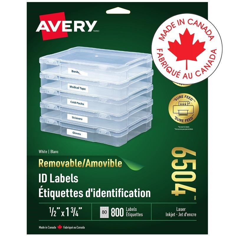 Labels-I.D. Removable 1-3/4X1/2 White 800/Pk - 67933-06504