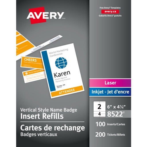 Badge Holder Refills-Vertical Inserts 6 X 4-1/4 White - 67933-08522