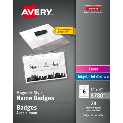 Badge Holder-Name 3" X 4" Magnetic 24/Pk - 67933-08780