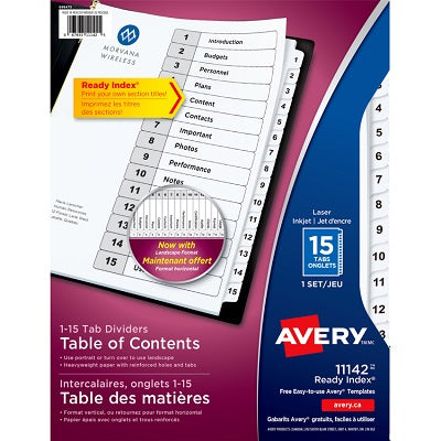 Index Dividers-Ready Index 15-Tab Black On White - 67933-11142