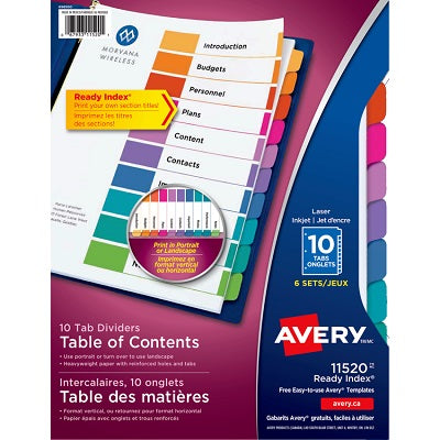 Index Dividers-Ready Index 10 Tab Plain Multi-Colour 6Sets/ - 67933-11520