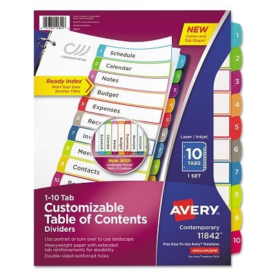 Index Dividers-Ready Index 10 Tab Portrait/Landscape - 67933-11842