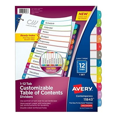Index Dividers-Ready Index 12 Tab Portrait/Landscape - 67933-11843