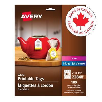 Tags-Marking, Printable, White With Strings, 2X1-1/4, 180/Pk - 67933-22848