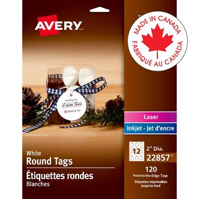 Tags-Marking, Printable 2" Round, White, 120/Pack - 67933-22857
