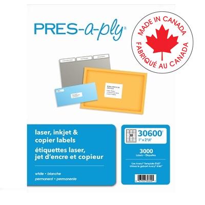 Labels-Rectangle Pres-A-Ply 1X2-5/8  3000/Box - 67933-30600