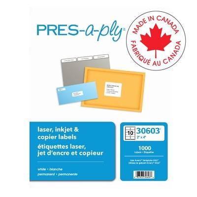 Labels-Rectangle Pres-A-Ply 2X4  1000/Box - 67933-30603