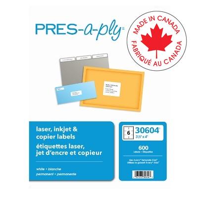 Labels-Address Pres-A-Ply 3-1/3X4  600/Box - 67933-30604