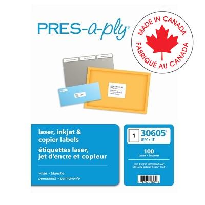 Labels-Address Pres-A-Ply 8-1/2X11 100/Box - 67933-30605