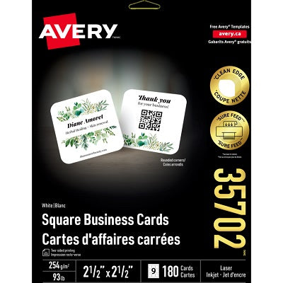 Business Cards-2-1/2 X 2-1/2 Clean Edge, 180/Pk - 67933-35702