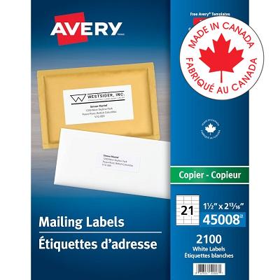 Labels-Address 2-13/16X1-1/2 White 2100/Box - 67933-45008