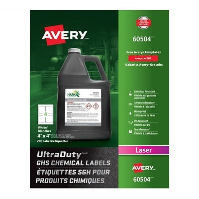 Labels-Ultraduty Ghs Chemical, 4X4 White 200/Pack - 67933-60504