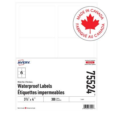Labels-Waterproof 3-1/3" X 4" White, 300/Pack - 67933-75524