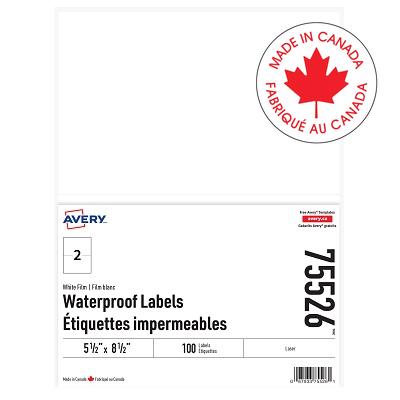 Labels-Waterproof 5-1/2" X 8-1/2" White, 100/Pack - 67933-75526