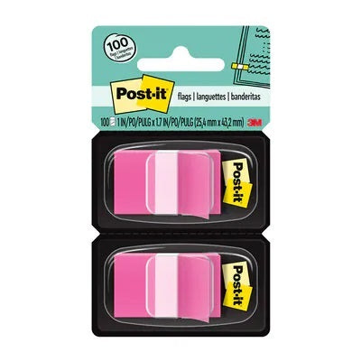 Flags-Post-It, 1" X 1.7", Bright Pink 2-Pack - 680-BP2