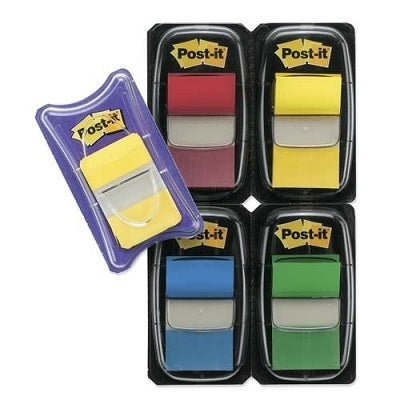 Flags-Post-It, 1".X 1.7" 50X5 Bright Colours, Bonus Pack - 680-RYBGVA-B
