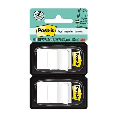 Flags-Post-It, 1" X 1.7", White 2-Pack - 680-WE2