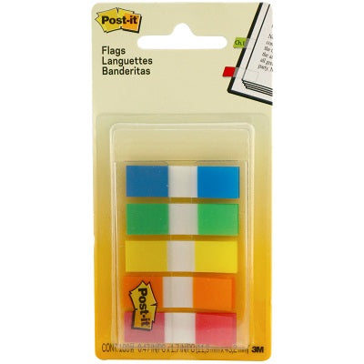 Flags-Post-It, Plain Small , 5 Assorted Regular - 683-5CF