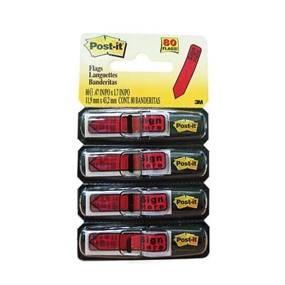 Flags-Post-It, Sign Here, Arrow Red - 684-RDSH