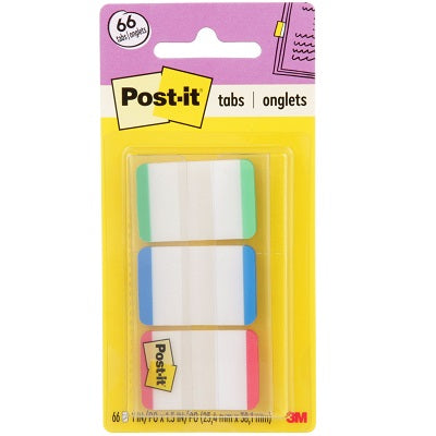 Index Tabs-Post It 1X1.5" 22 Each Of Green, Blue, & Red Line - 686L-GBR