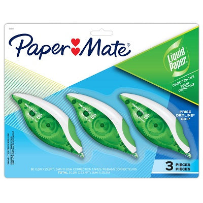 Correction Tape-Liquid Paper Dryline Grip, 3/Pack - 6915617
