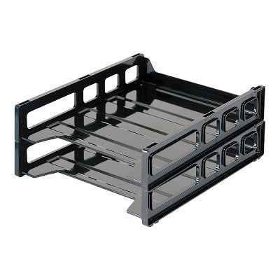 Desk Tray-Stackable Front Load Black 2/Pack - 69773-19022