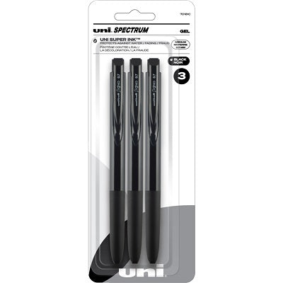 Pen-Retractable, Uni Spectrum Gel, 0.7Mm Black 3-Pack - 70181C
