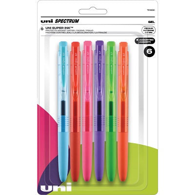 Pen-Retractable, Uni Spectrum Gel,0.7Mm Assorted 6-Pack - 70183C