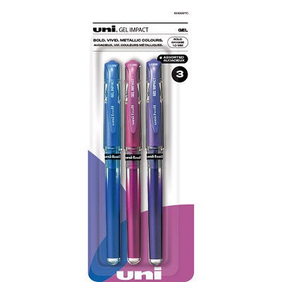 Pen-Stick, Uni Gel Impact, 1.0Mm Metallic Colours 3/Pk - 70201C