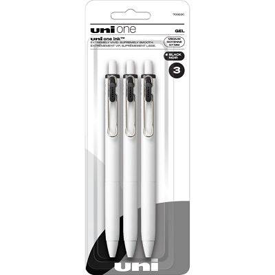 Pen-Retractable, Uni One Gel, 0.7Mm Black 3-Pack - 70322C