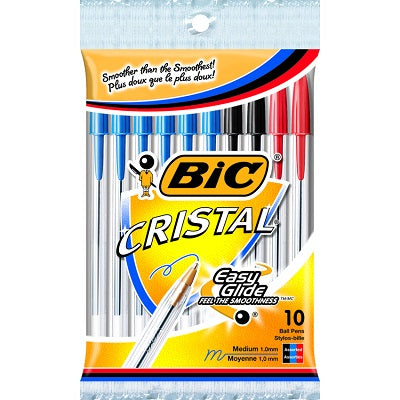 Pen-Stick, Cristal Ballpoint, Medium 10 Assorted -Msp101 - 70330-16730