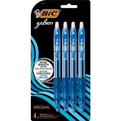 Pen-Retractable, Gel-Ocity Gel, Medium Blue -Rlcp41 4/Pk - 70330-32807